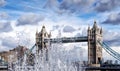 Tower Bridge in London. Tower Bridge (built 1886Ã¢â¬â1894) is a combined bascule and suspension Royalty Free Stock Photo